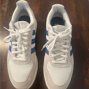 Adidas Men's White and Blue Sneakers